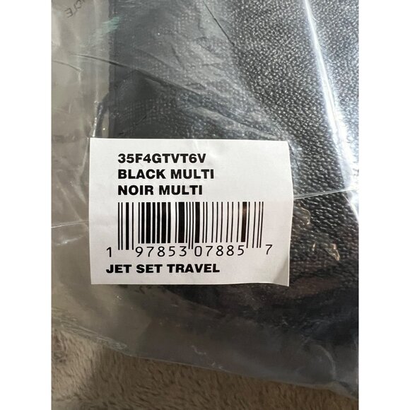 Michael Kors Jet Set Travel Large Tote Bag In Beige & Black Canvas - Picture 13 of 13